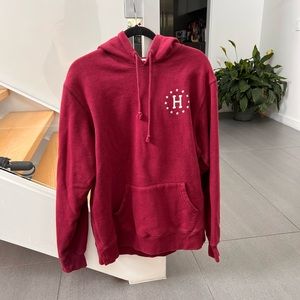 Huf mens burgundy hoodie.